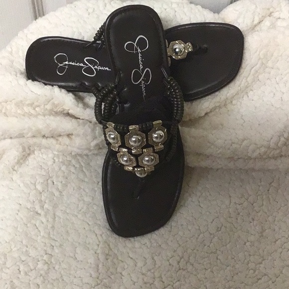 JESSICA S. BROWN/GOLD BLING SANDALS 6.5 - Picture 3 of 6